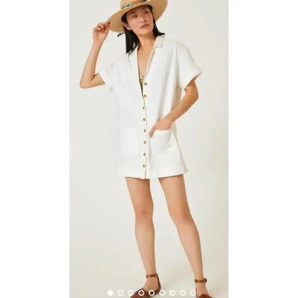 Anthropologie | Dresses | Anthropologie Pilcro White Linen Button Dress  Medium | Poshmark